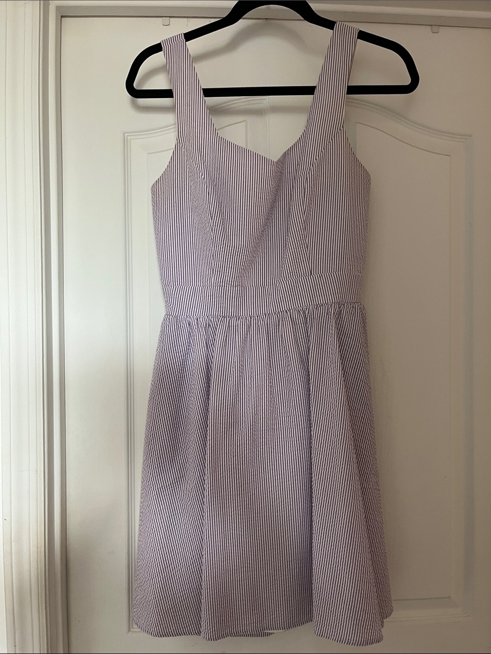 Lauren James Searsucker Fit-and-Flare Dress in Light Lavender